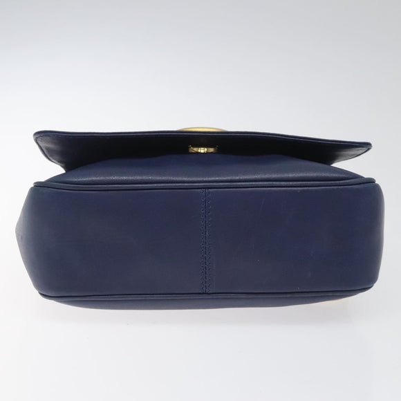 CELINE Shoulder Bag Leather Blue Auth 113569