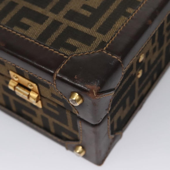 FENDI Attache case Zucca Canvas Trunk Black Brown Auth 113581