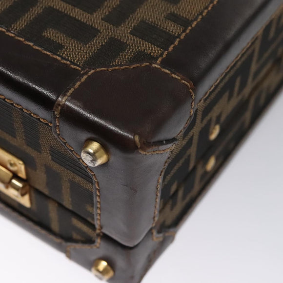FENDI Attache case Zucca Canvas Trunk Black Brown Auth 113581