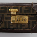 FENDI Attache case Zucca Canvas Trunk Black Brown Auth 113581-18