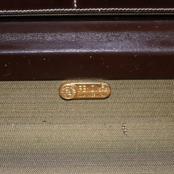 FENDI Attache case Zucca Canvas Trunk Black Brown Auth 113581