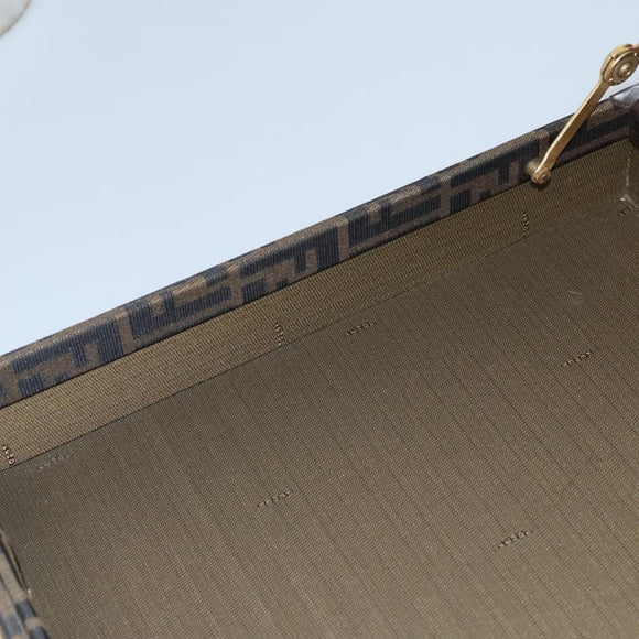 FENDI Attache case Zucca Canvas Trunk Black Brown Auth 113581