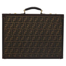 FENDI Attache case Zucca Canvas Trunk Black Brown Auth 113581-13