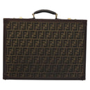 FENDI Attache case Zucca Canvas Trunk Black Brown Auth 113581-2