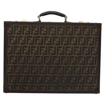 FENDI Attache case Zucca Canvas Trunk Black Brown Auth 113581 - 0