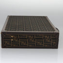 FENDI Attache case Zucca Canvas Trunk Black Brown Auth 113581-4