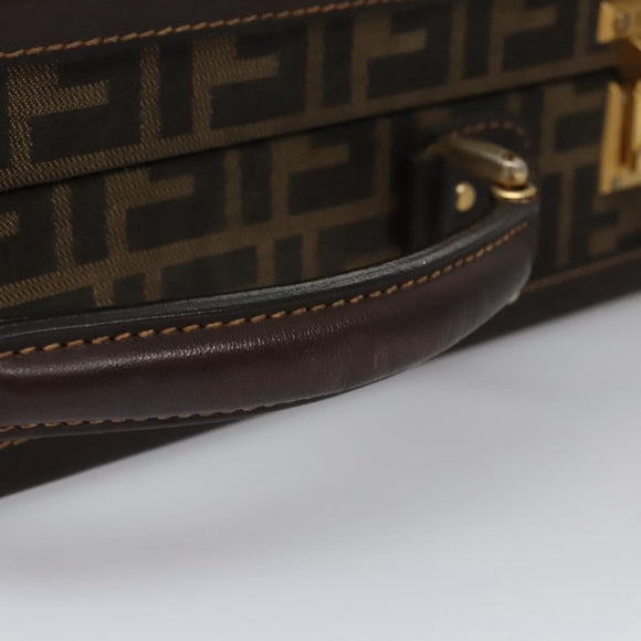 FENDI Attache case Zucca Canvas Trunk Black Brown Auth 113581