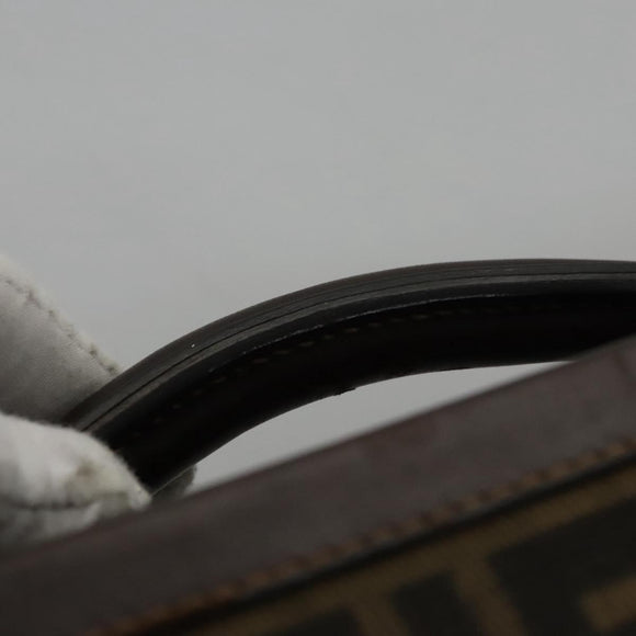 FENDI Attache case Zucca Canvas Trunk Black Brown Auth 113581