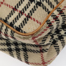 BURBERRY Nova Check Hand Bag Wool Beige Auth 113600-9