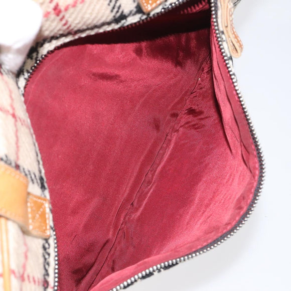 BURBERRY Nova Check Hand Bag Wool Beige Auth 113600
