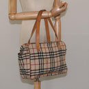 BURBERRY Nova Check Hand Bag Wool Beige Auth 113600-24