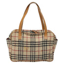 BURBERRY Nova Check Hand Bag Wool Beige Auth 113600-13