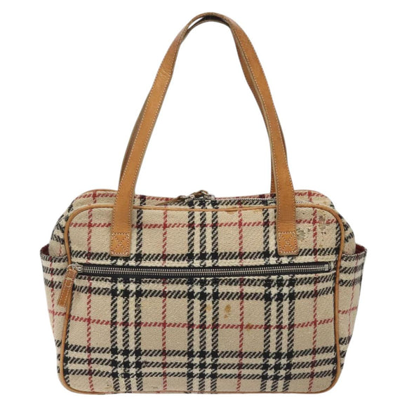 BURBERRY Nova Check Hand Bag Wool Beige Auth 113600