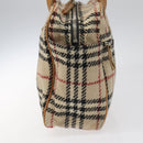 BURBERRY Nova Check Hand Bag Wool Beige Auth 113600-4