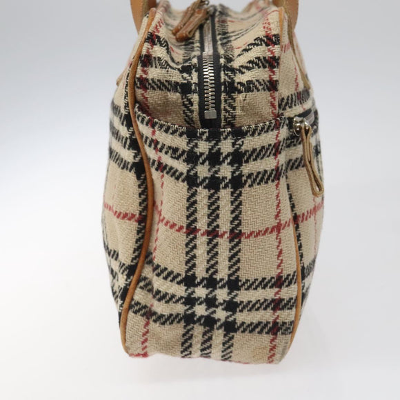BURBERRY Nova Check Hand Bag Wool Beige Auth 113600