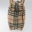 BURBERRY Nova Check Hand Bag Wool Beige Auth 113600-5