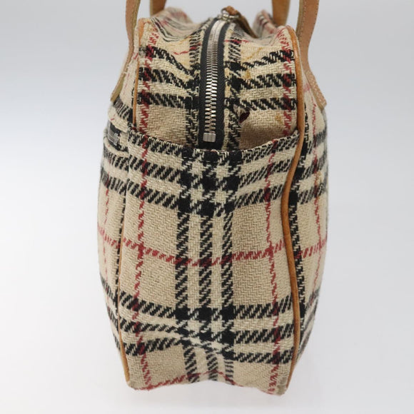 BURBERRY Nova Check Hand Bag Wool Beige Auth 113600