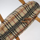 BURBERRY Nova Check Hand Bag Wool Beige Auth 113600-6