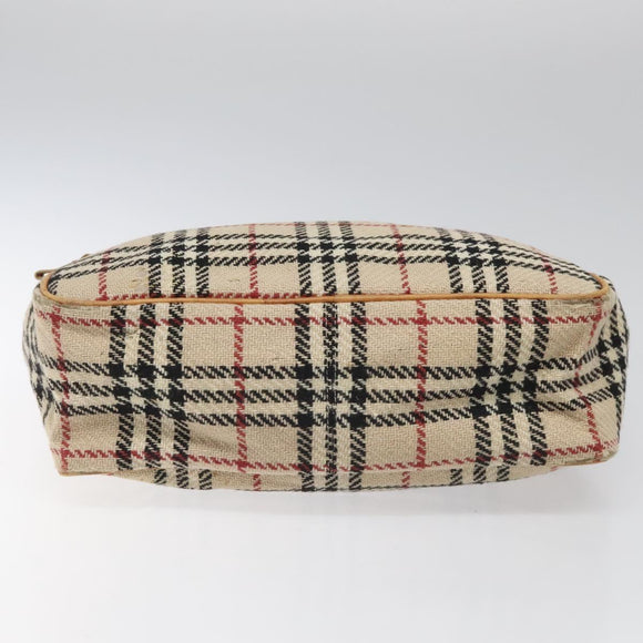 BURBERRY Nova Check Hand Bag Wool Beige Auth 113600