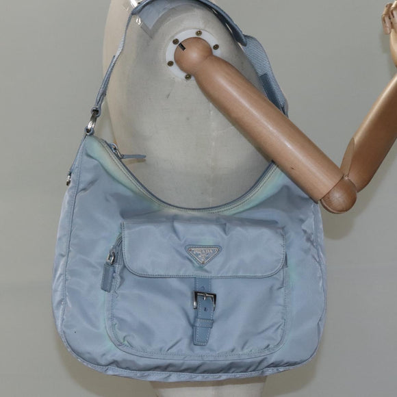 PRADA Shoulder Bag Nylon Light Blue Auth 113631