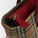 BURBERRY Nova Check Hand Bag Canvas Beige Auth 113637-15
