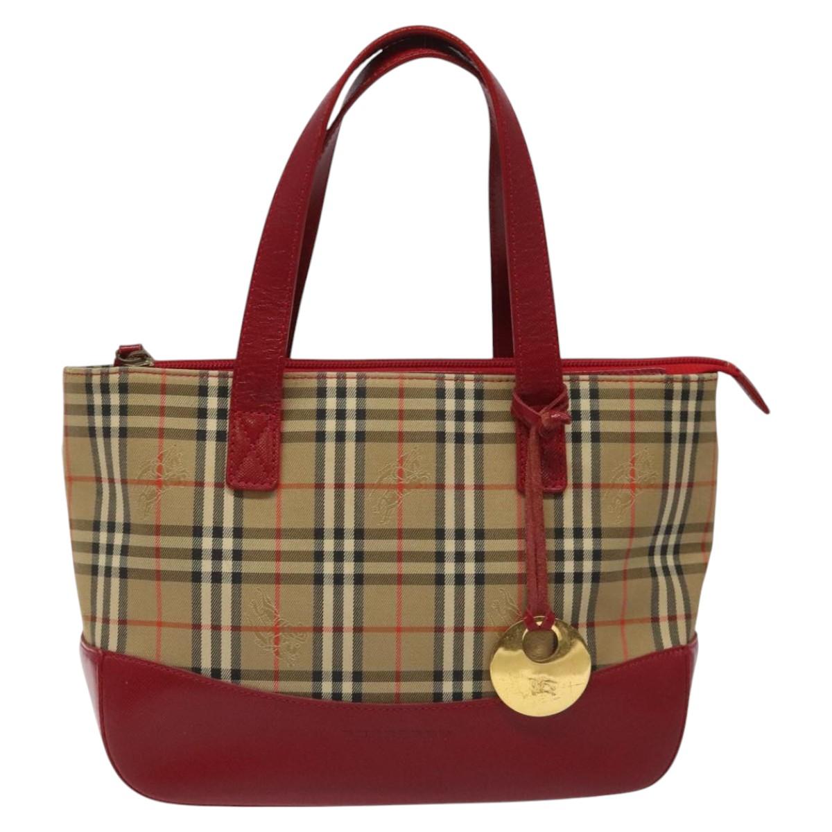 BURBERRY Nova Check Hand Bag Canvas Beige Auth 113637 - 0