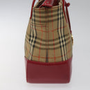 BURBERRY Nova Check Hand Bag Canvas Beige Auth 113637-4