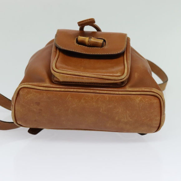 GUCCI Bamboo Backpack Leather Brown 003 1956 0030 Auth 113656