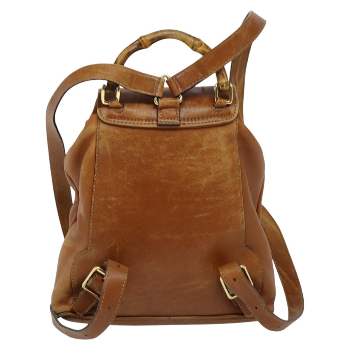 GUCCI Bamboo Backpack Leather Brown 003 1956 0030 Auth 113656 GUCCI Bamboo Backpack Leather Brown 003 1956 0030 Auth  main image 2
