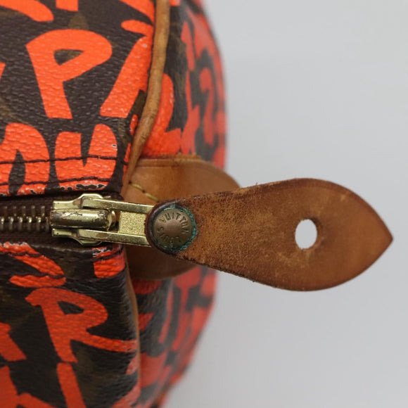 LOUIS VUITTON Monogram Graffiti Speedy 30 Hand Bag Orange M93705 LV Auth 113708A
