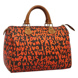 LOUIS VUITTON Monogram Graffiti Speedy 30 Hand Bag Orange M93705 LV Auth 113708M