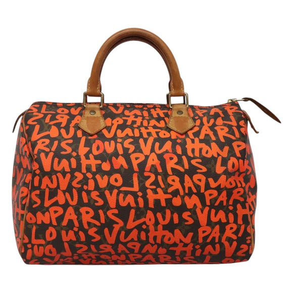 LOUIS VUITTON Monogram Graffiti Speedy 30 Hand Bag Orange M93705 LV Auth 113708A
