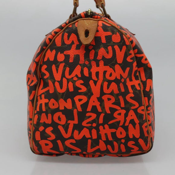 LOUIS VUITTON Monogram Graffiti Speedy 30 Hand Bag Orange M93705 LV Auth 113708A