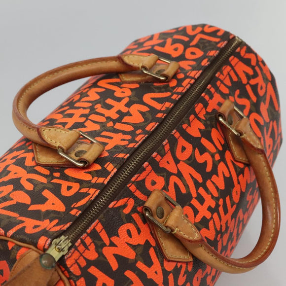 LOUIS VUITTON Monogram Graffiti Speedy 30 Hand Bag Orange M93705 LV Auth 113708A