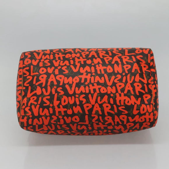 LOUIS VUITTON Monogram Graffiti Speedy 30 Hand Bag Orange M93705 LV Auth 113708A