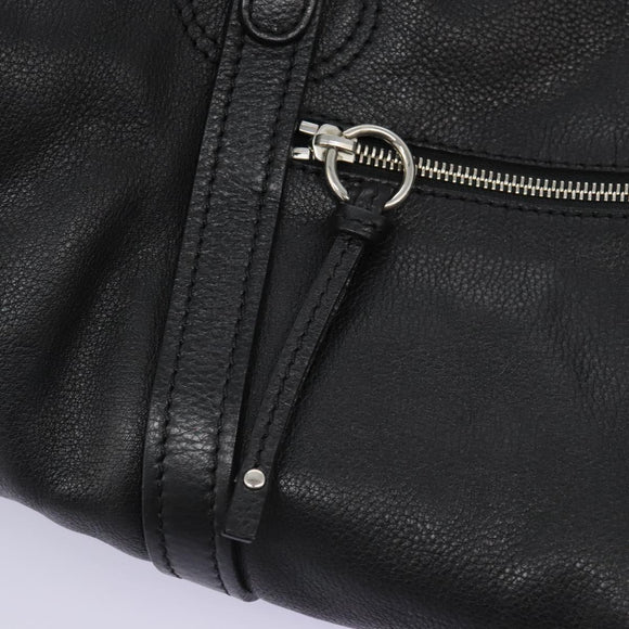 Chloe Mr Paddington Hand Bag Leather Black Silver Auth 113730V