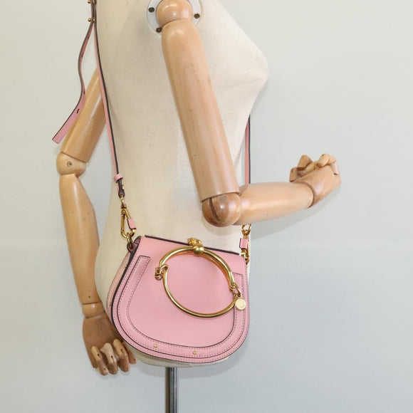 Chloe Nile Hand Bag Leather 2way Pink Gold Auth 113735V