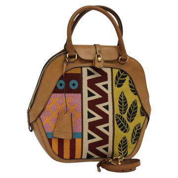 BURBERRY Hand Bag Leather 2way Beige Auth 113749V