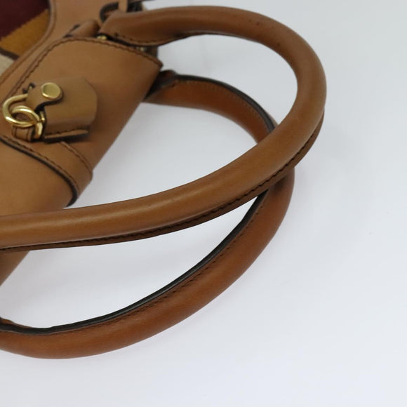 BURBERRY Hand Bag Leather 2way Beige Auth 113749V