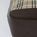BURBERRY Nova Check Shoulder Bag Canvas Leather Beige Brown Silver Auth 113752-15