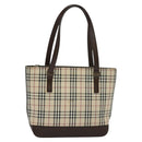 BURBERRY Nova Check Shoulder Bag Canvas Leather Beige Brown Silver Auth 113752-13