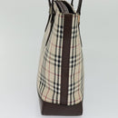 BURBERRY Nova Check Shoulder Bag Canvas Leather Beige Brown Silver Auth 113752-4