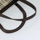 BURBERRY Nova Check Shoulder Bag Canvas Leather Beige Brown Silver Auth 113752-7