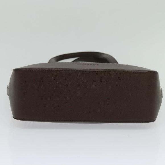 BURBERRY Nova Check Shoulder Bag Canvas Leather Beige Brown Silver Auth 113752