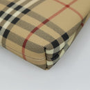 BURBERRY Nova Check Accessory Pouch PVC Leather Beige Silver Auth 113753-15