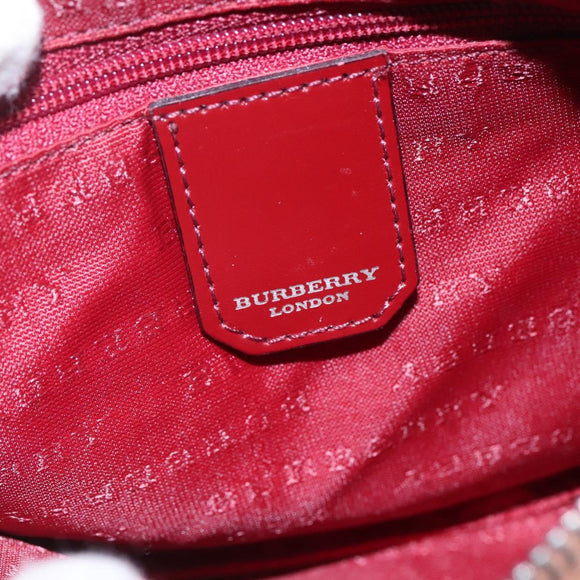 BURBERRY Nova Check Accessory Pouch PVC Leather Beige Silver Auth 113753