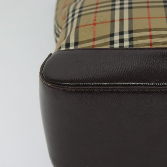 Burberrys Nova Check Shoulder Bag Canvas Leather Beige Brown gold Auth 113755