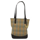Burberrys Nova Check Shoulder Bag Canvas Leather Beige Brown gold Auth 113755-2