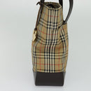 Burberrys Nova Check Shoulder Bag Canvas Leather Beige Brown gold Auth 113755-5