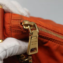PRADA Shoulder Bag Nylon Orange Gold Auth 113766V-10